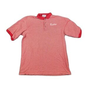 Vintage Sea Palms Hartwell Redskins Embroidered Polo Shirt Red Houndstooth XL